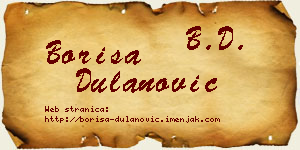 Boriša Dulanović vizit kartica